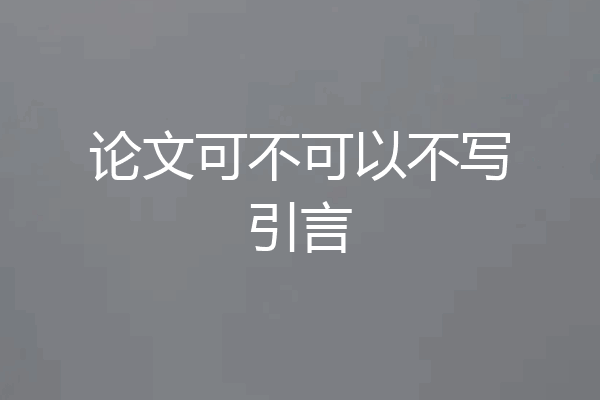 论文可不可以不写引言