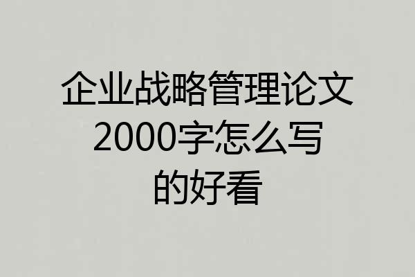 企业战略管理论文2000字怎么写的好看