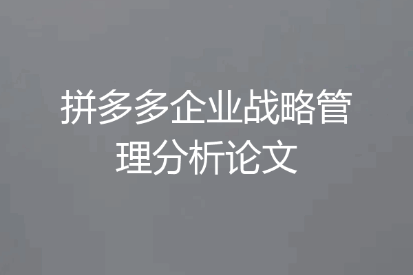 拼多多企业战略管理分析论文