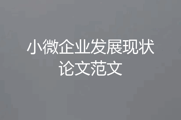 小微企业发展现状论文范文