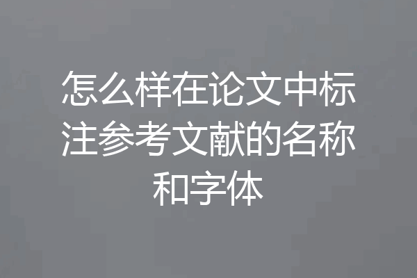 怎么样在论文中标注参考文献的名称和字体