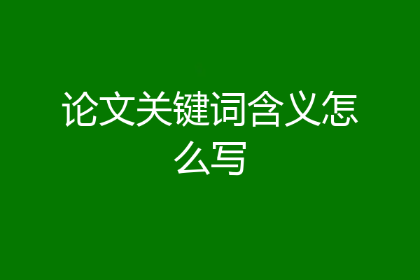 论文关键词含义怎么写