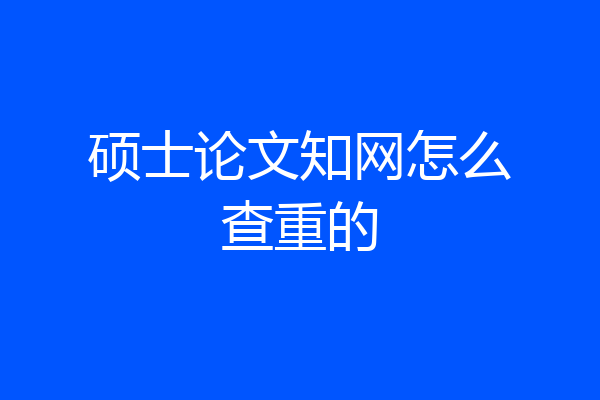 硕士论文知网怎么查重的