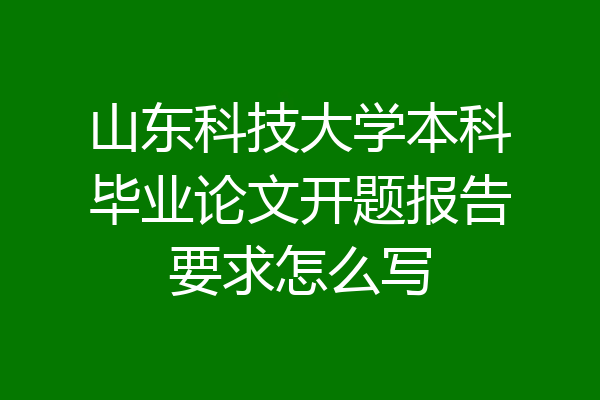 山东科技大学本科毕业论文开题报告要求怎么写