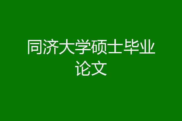 同济大学硕士毕业论文
