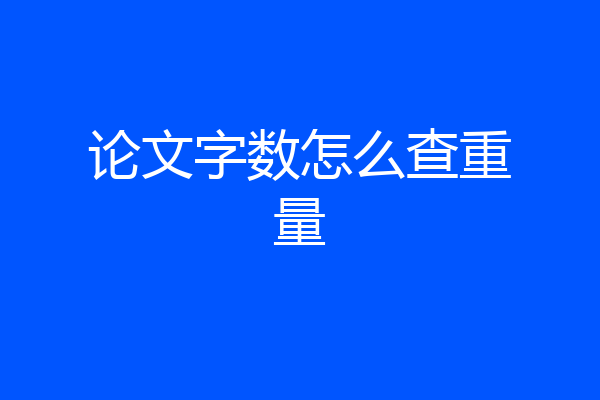 论文字数怎么查重量