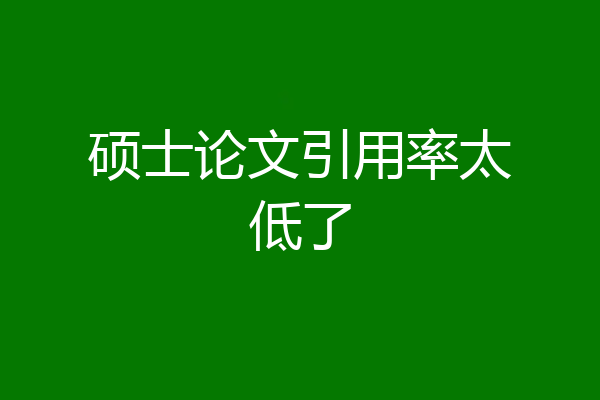 硕士论文引用率太低了