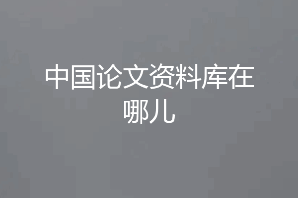 中国论文资料库在哪儿