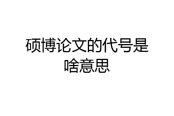硕博论文的代号是啥意思