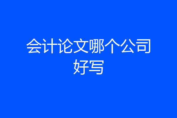 会计论文哪个公司好写