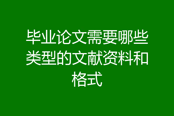 毕业论文需要哪些类型的文献资料和格式