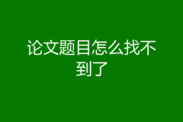论文题目怎么找不到了