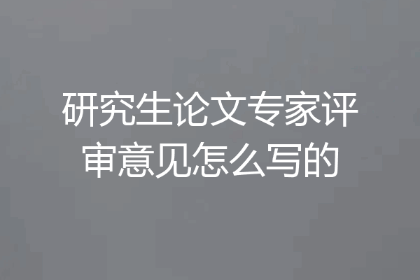 研究生论文专家评审意见怎么写的