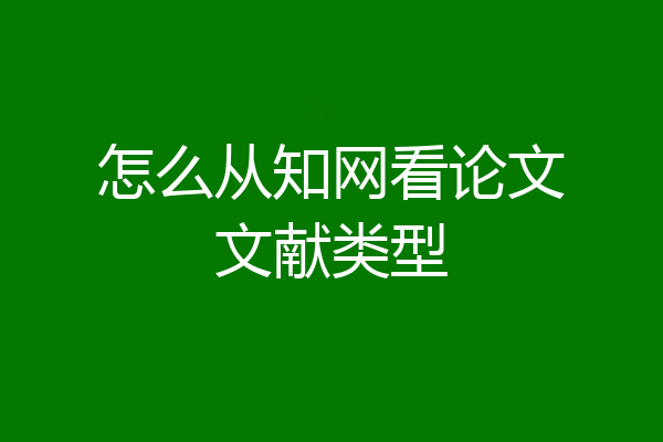 怎么从知网看论文文献类型