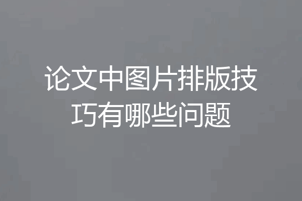 论文中图片排版技巧有哪些问题