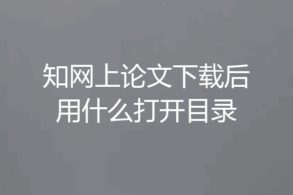 知网上论文下载后用什么打开目录