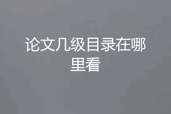 论文几级目录在哪里看