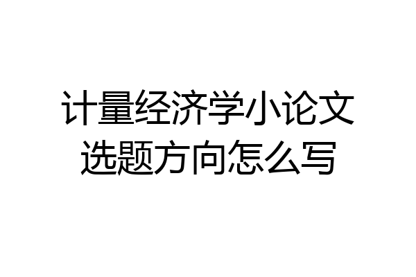 计量经济学小论文选题方向怎么写