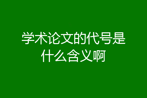 学术论文的代号是什么含义啊