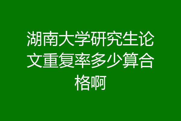 湖南大学研究生论文重复率多少算合格啊