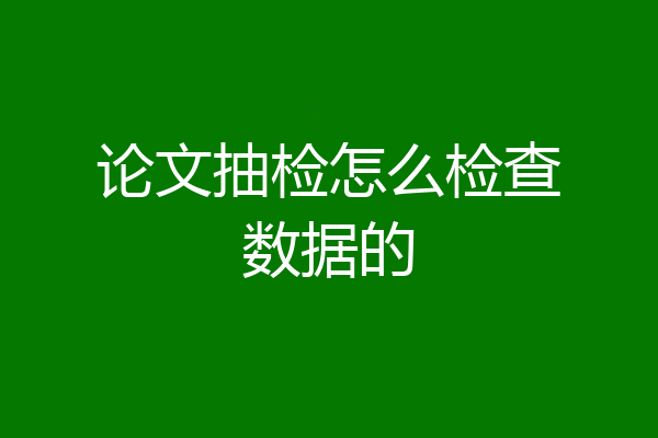论文抽检怎么检查数据的