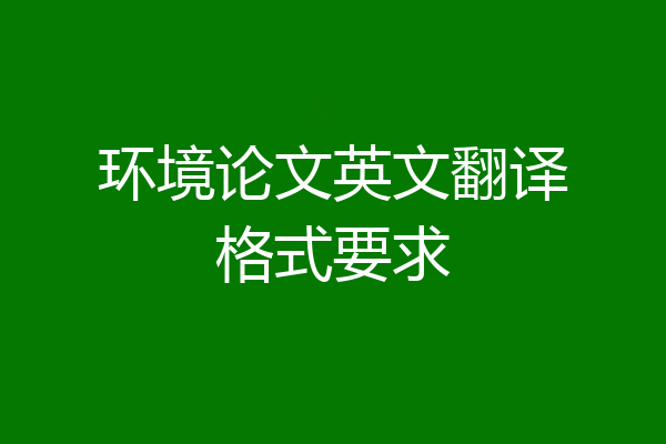 环境论文英文翻译格式要求