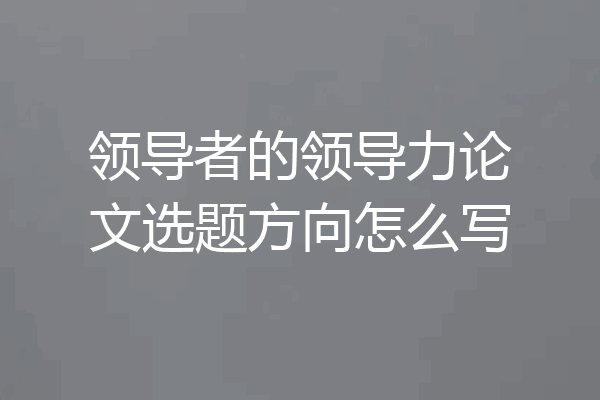 领导者的领导力论文选题方向怎么写