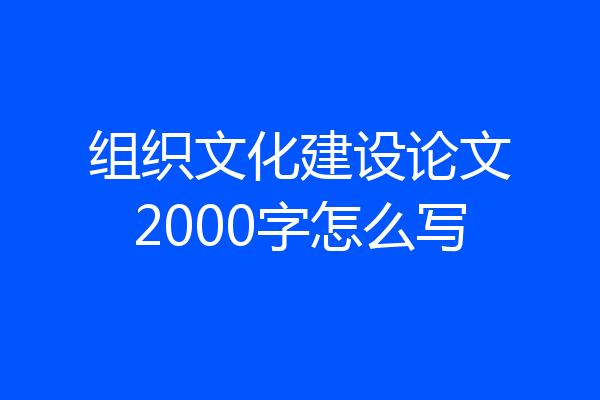 组织文化建设论文2000字怎么写