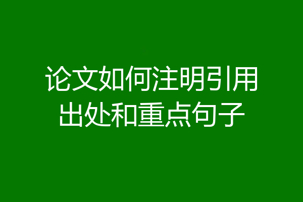 论文如何注明引用出处和重点句子