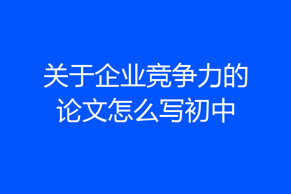关于企业竞争力的论文怎么写初中