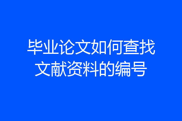 毕业论文如何查找文献资料的编号