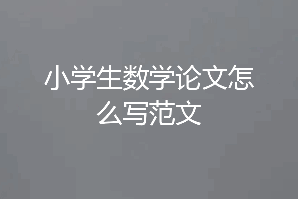 小学生数学论文怎么写范文
