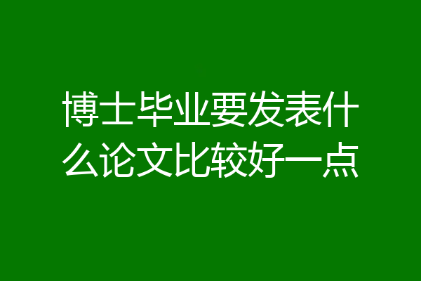 博士毕业要发表什么论文比较好一点