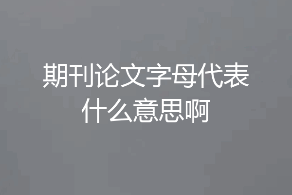 期刊论文字母代表什么意思啊