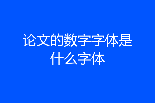 论文的数字字体是什么字体