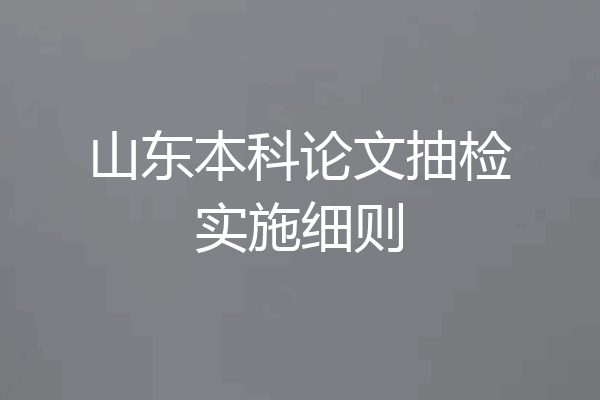 山东本科论文抽检实施细则