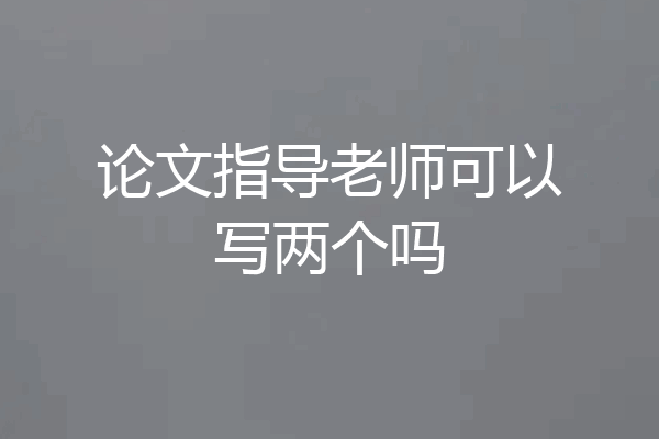 论文指导老师可以写两个吗