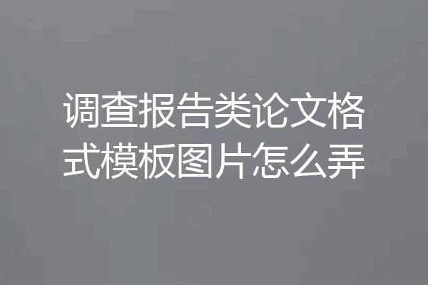 调查报告类论文格式模板图片怎么弄