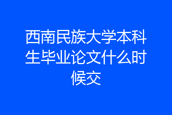 西南民族大学本科生毕业论文什么时候交