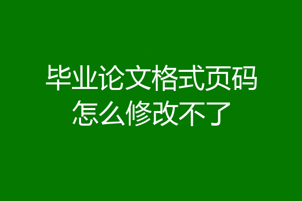 毕业论文格式页码怎么修改不了