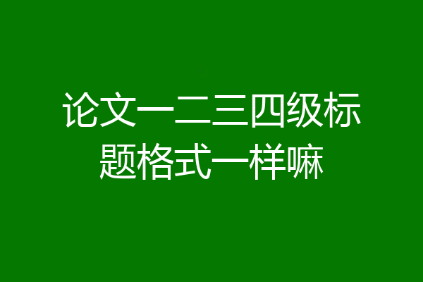 论文一二三四级标题格式一样嘛