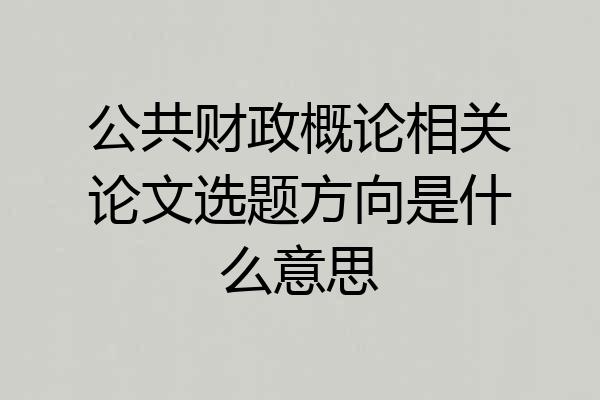 公共财政概论相关论文选题方向是什么意思