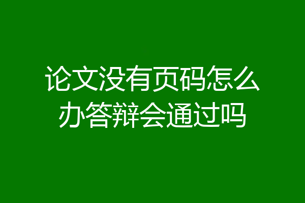 论文没有页码怎么办答辩会通过吗