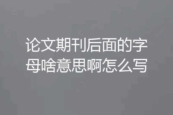 论文期刊后面的字母啥意思啊怎么写