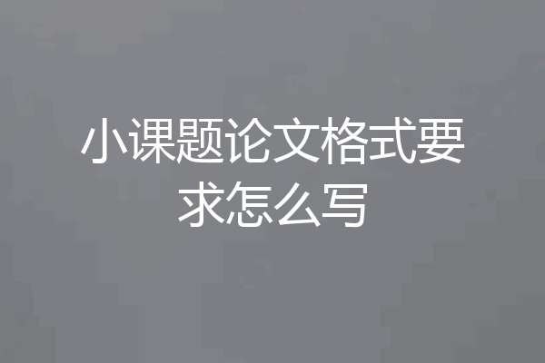 小课题论文格式要求怎么写