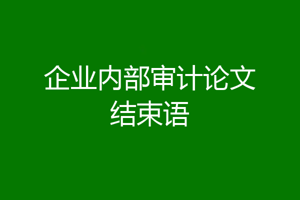 企业内部审计论文结束语