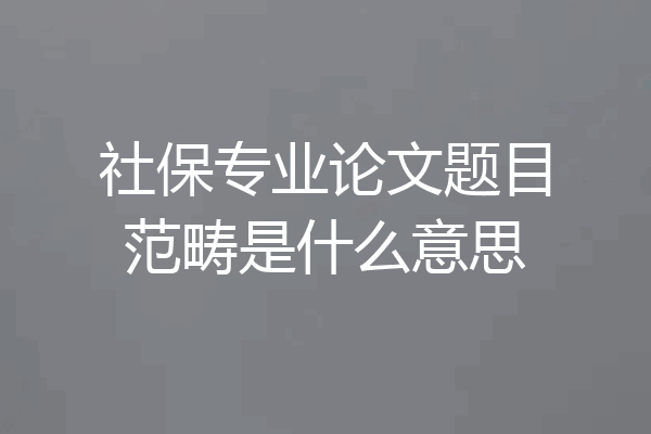 社保专业论文题目范畴是什么意思