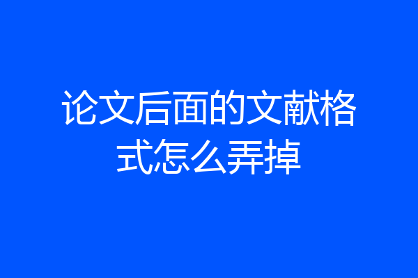 论文后面的文献格式怎么弄掉
