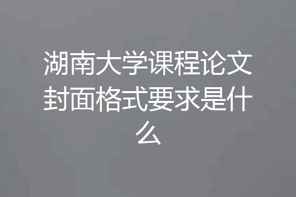 湖南大学课程论文封面格式要求是什么