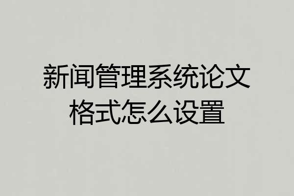 新闻管理系统论文格式怎么设置
